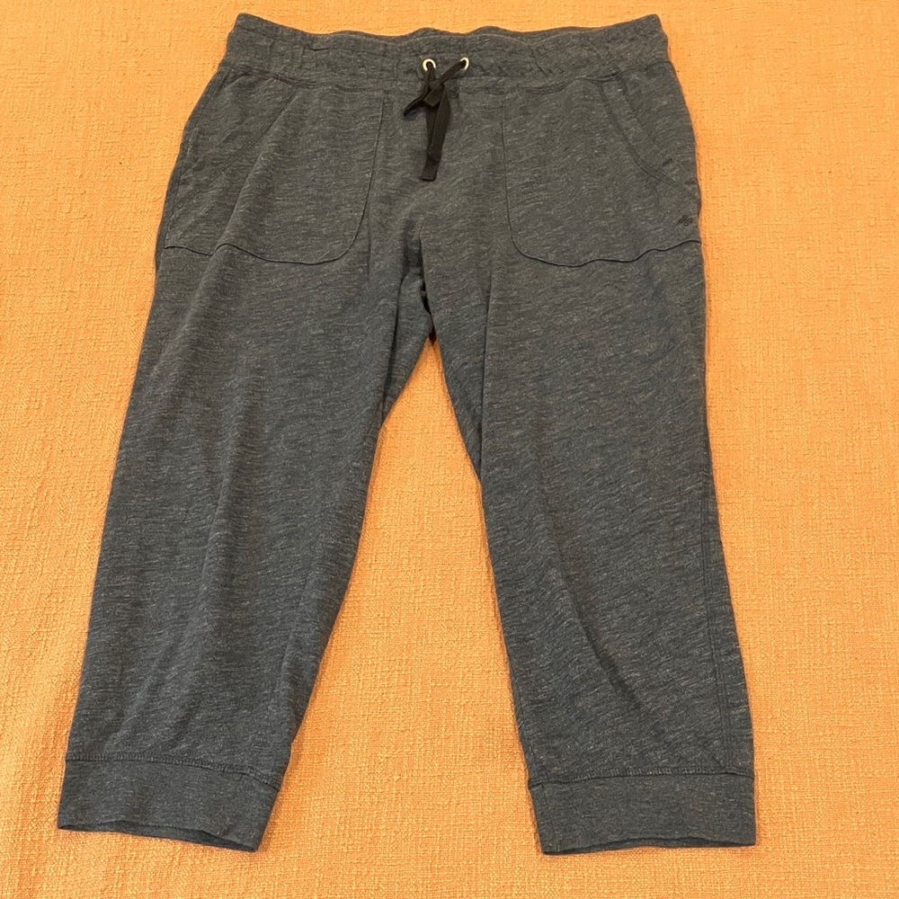Shambhala wm’s large capri heathered blue Joggers with Drawstring waist